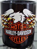 Caneca toda preta com arte da Harley-Davidson