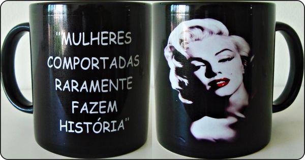 Caneca Preta Personalizada com arte da Marilyn Monroe